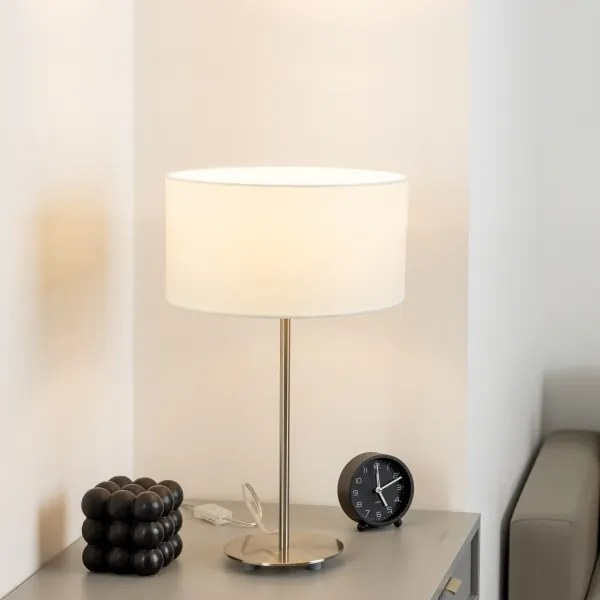 Eglo - Lampada da tavolo LED TUNJA 1xE27/60W/230V 38,5 cm cromo opaco/bianco