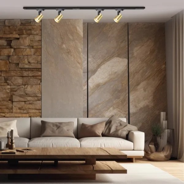 Faretto per sistema a binario VOLF 4xGU10/10W/230V oro/nero