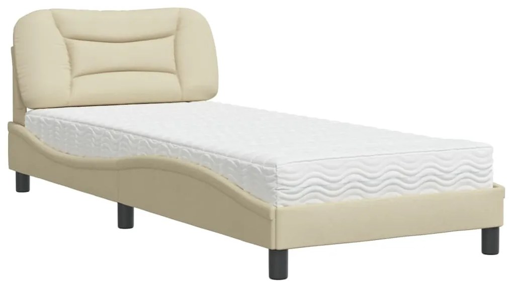 Letto con materasso crema 80x200 cm in tessuto