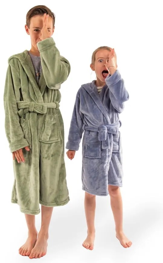 Accappatoio per bambini blu in micropile 134-140 Delux – Tiseco Home Studio