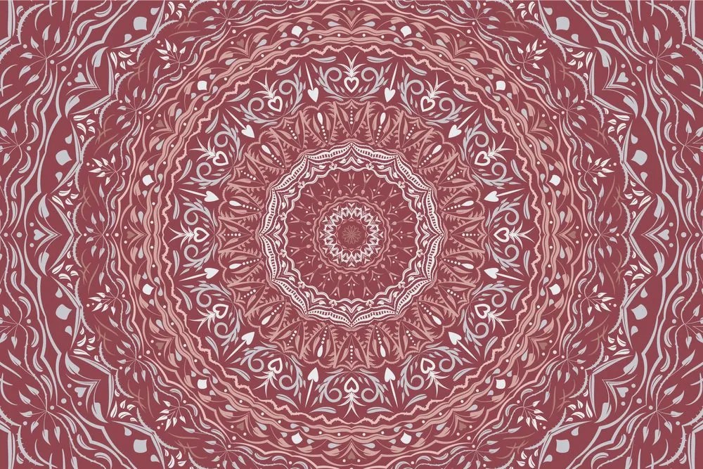 Carta da parati – Mandala in stile vintage in tonalità rosa
