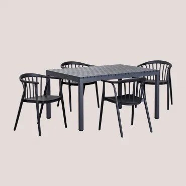 Set Tavolo in Alluminio (140x100 cm) Marti e 4 Sedie da Giardino Ivor - Sklum