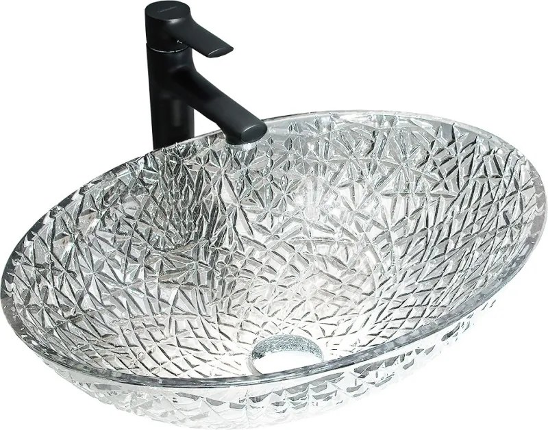 Mexen Goa lavandino da appoggio in vetro 50 x 36 cm, trasparente - 24085000