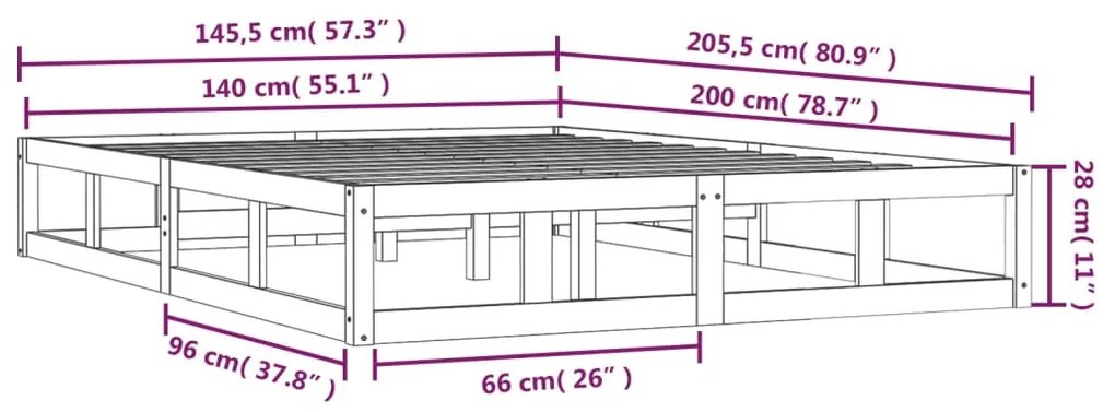 Giroletto Nero 140x200 cm in Legno Massello