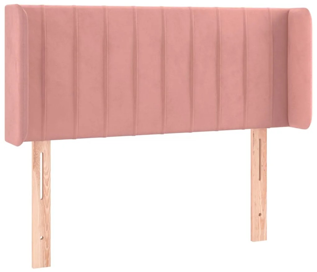 Testiera ad orecchio rosa 83x16x78/88 cm in velluto