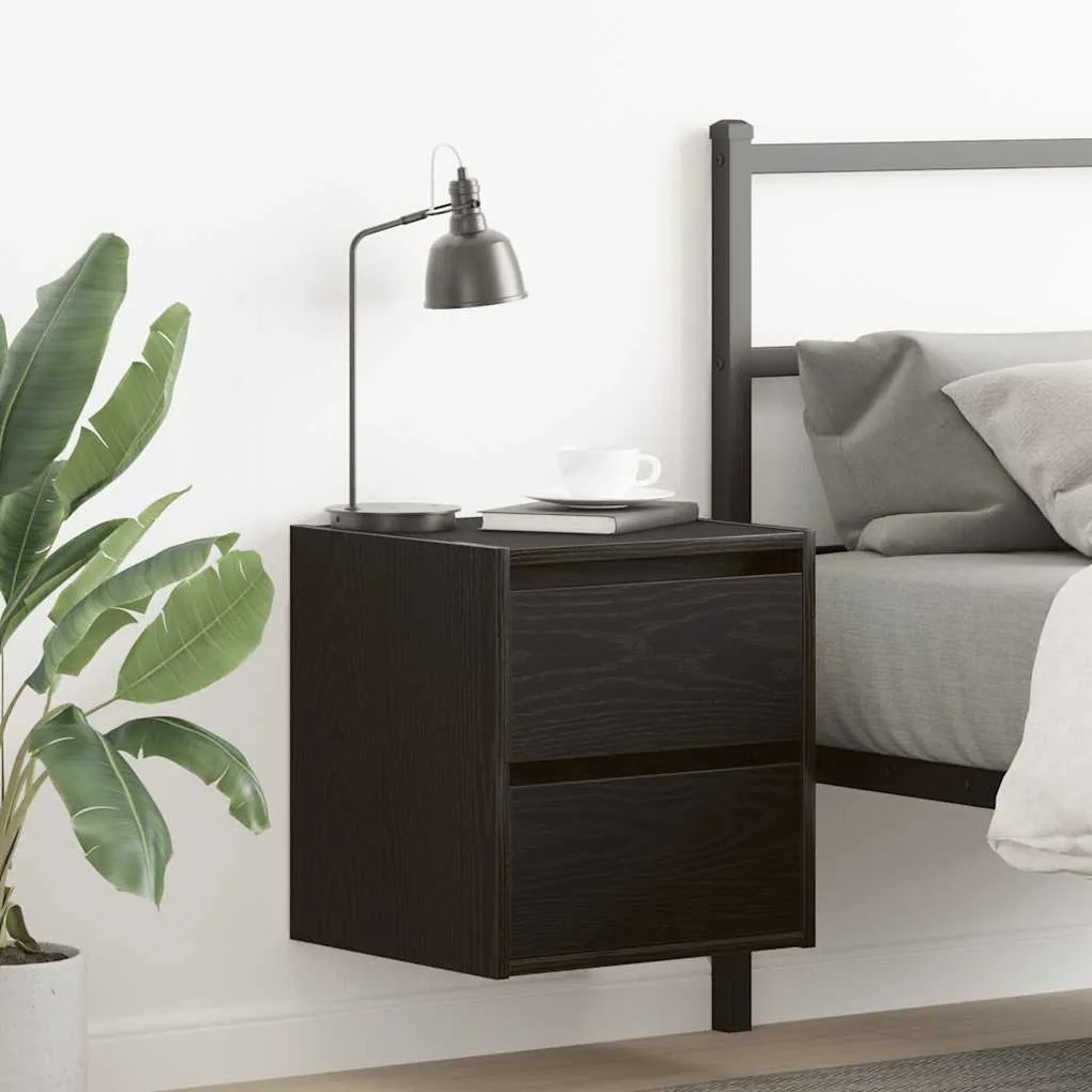 Comodini A Muro 2 Pz Rovere Nero 38x34x40 Cm /