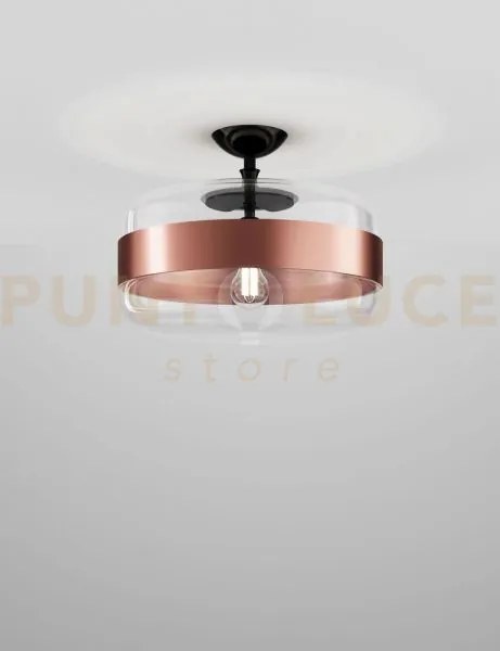 Futura soffitto g cristallo rame montatura nero opaco 1 luce attacc...