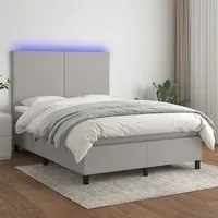 Letto a Molle Materasso e LED Grigio Chiaro 140x200 cm Tessuto 3134717