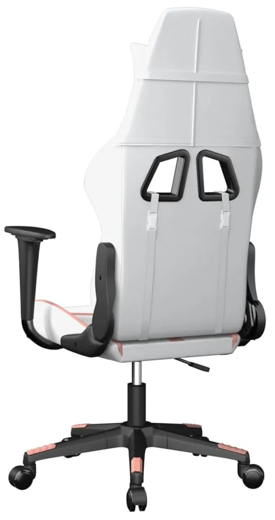 Sedia da gaming bianco e rosa in similpelle