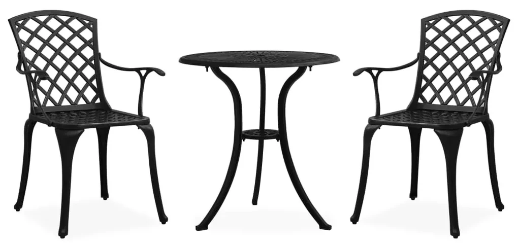 Set da bistrot 3 pz in alluminio pressofuso nero