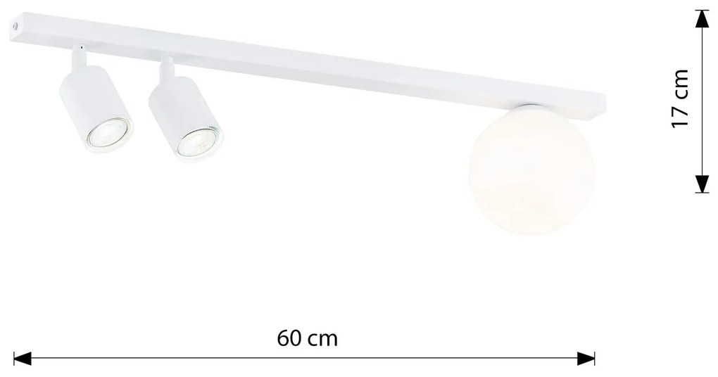 Plafoniera Minimal 3 Luci Baster In Acciaio Bianco E14+Gu10