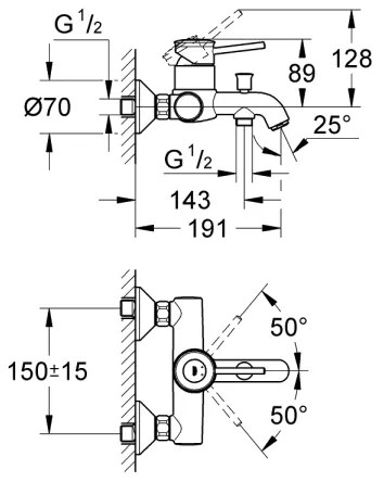 GROHE 32865000 - Miscelatore per vasca BAUCLASSIC DN 15 cromo lucido