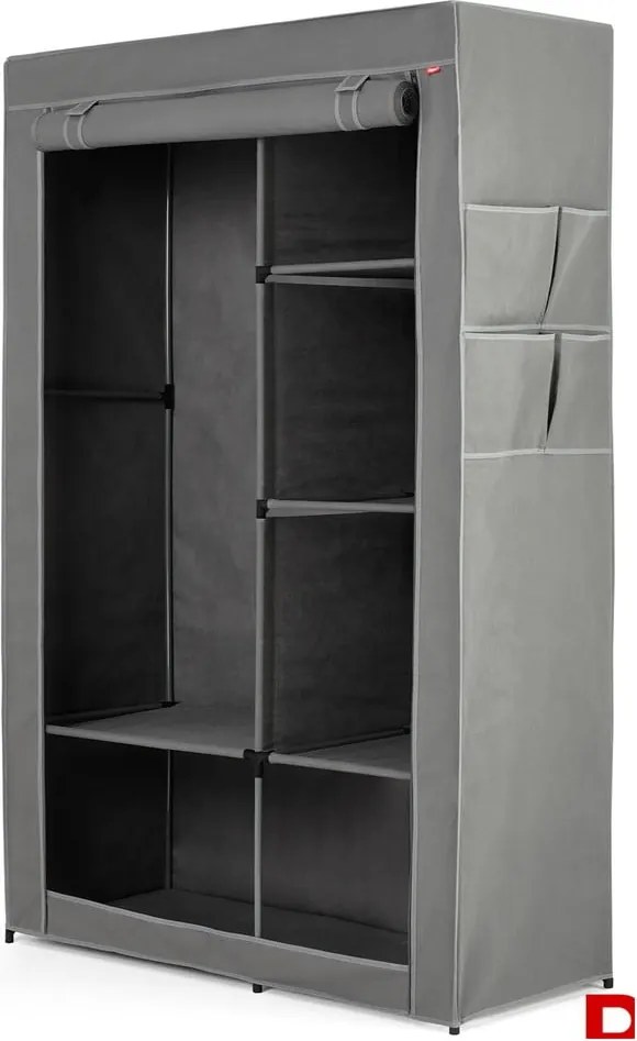 Armadio in tessuto grigio 105x161 cm - Rayen