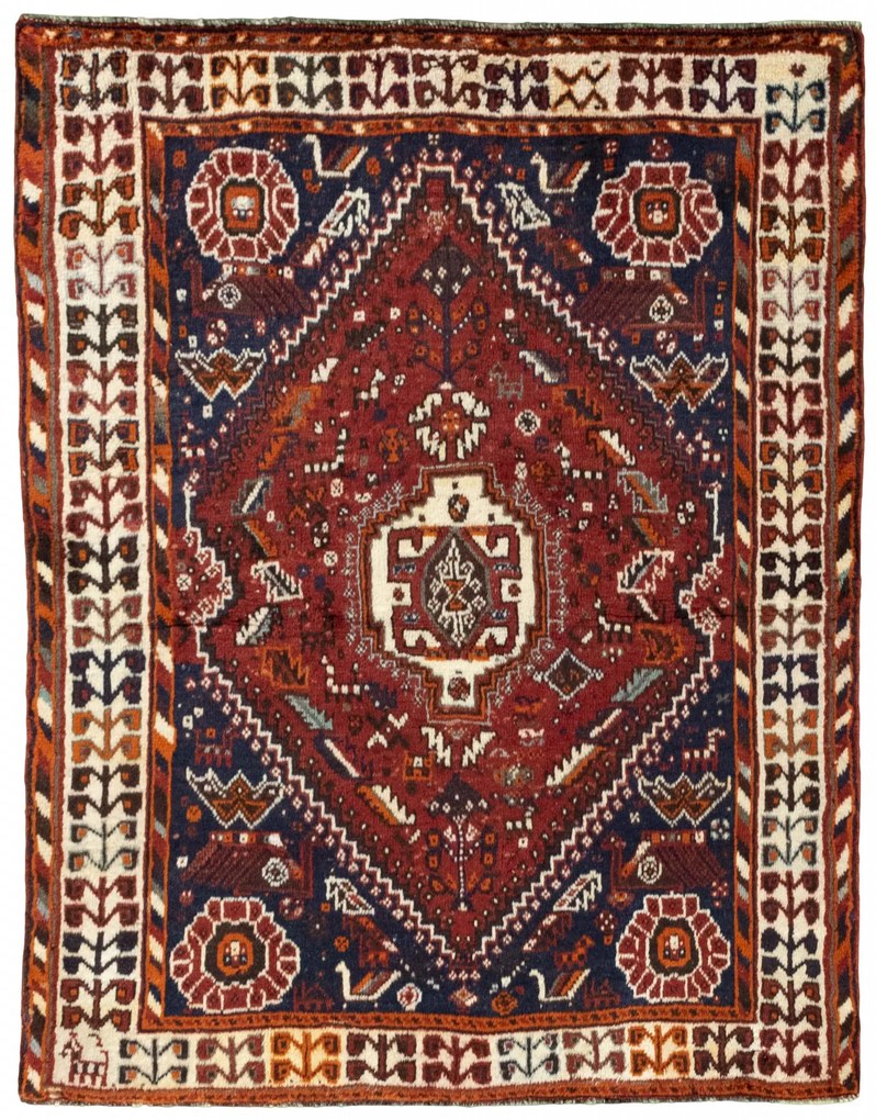 Shiraz Tappeto persiano 150x110 Rosso (Iran) Annodato A Mano