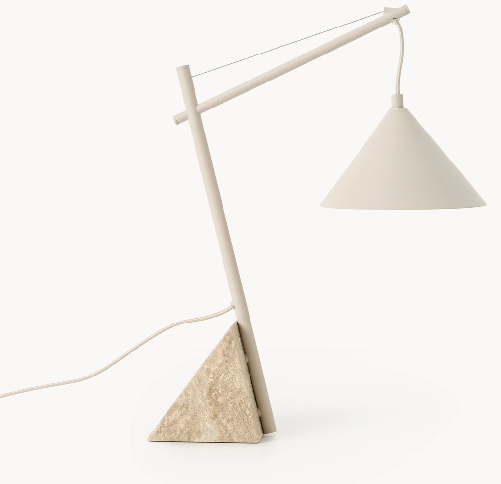 Lampada da tavolo grande con base in travertino Reyna