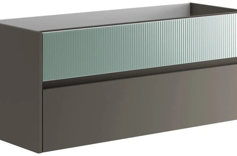 Mobile da bagno sospeso sotto lavabo L 119.5 x H 50 x P 45.5 cm grigio laccato opaco, 2 cassetti VISOBATH Niwa