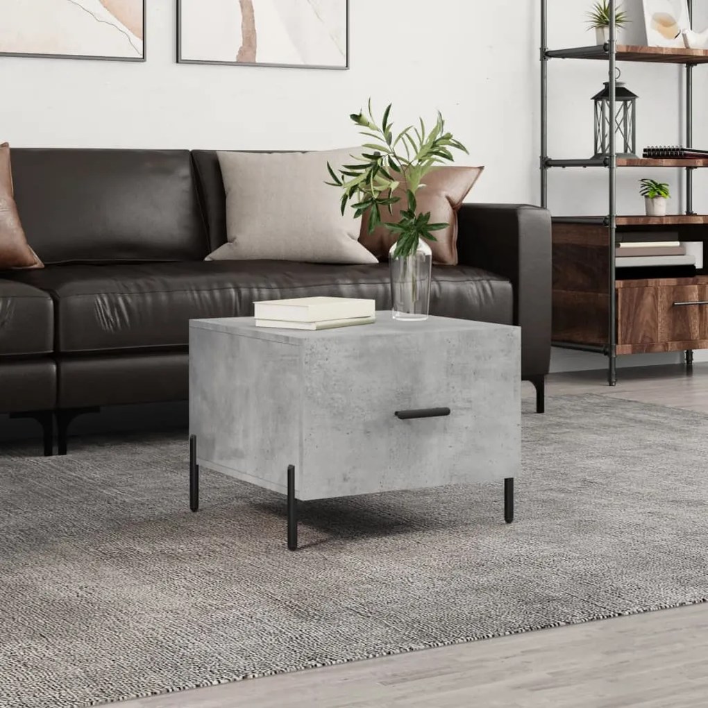 Tavolino Salotto Grigio Cemento 50x50x40 Cm Legno Multistrato /