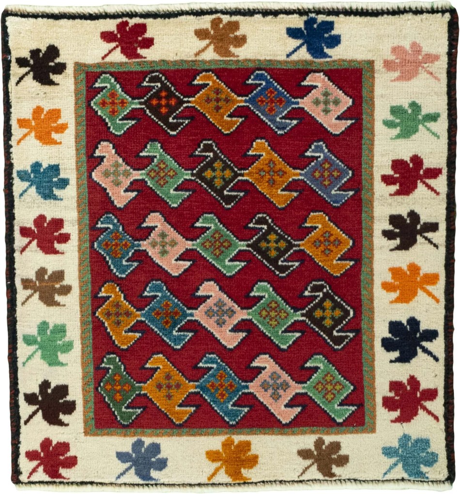 Gabbeh Tappeto 60 x 60 Rosso (Iran) Annodato A Mano