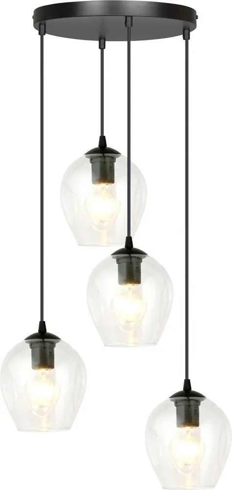 Lampadario a Sospensione ISTAR 4 PREMIUM 4xE27 in Acciaio e Vetro