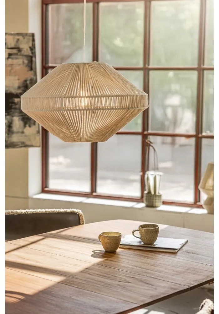 Lampadario di colore naturale con paralume in tessuto ø 50 cm Razzo – Markslöjd