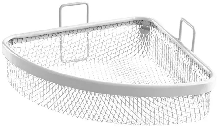 Mensola bagno angolare bianco in acciaio con 1 ripiano – Taki