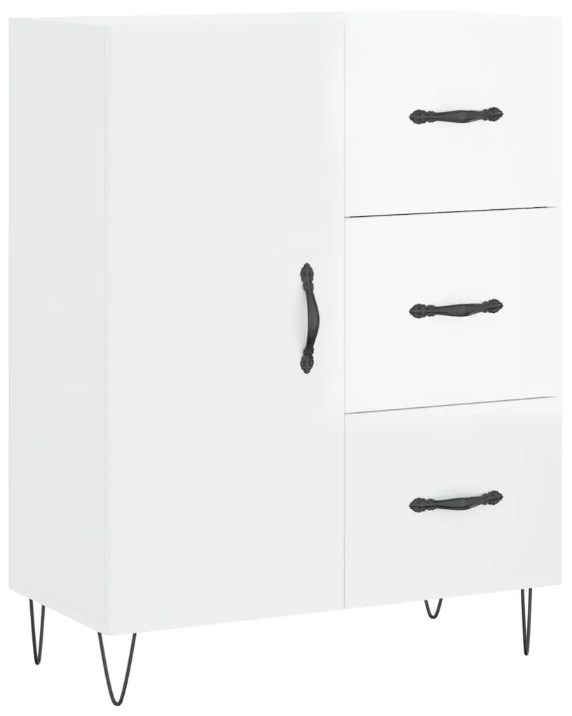 Credenza Bianco Lucido 69,5x34x180 cm in Legno Multistrato