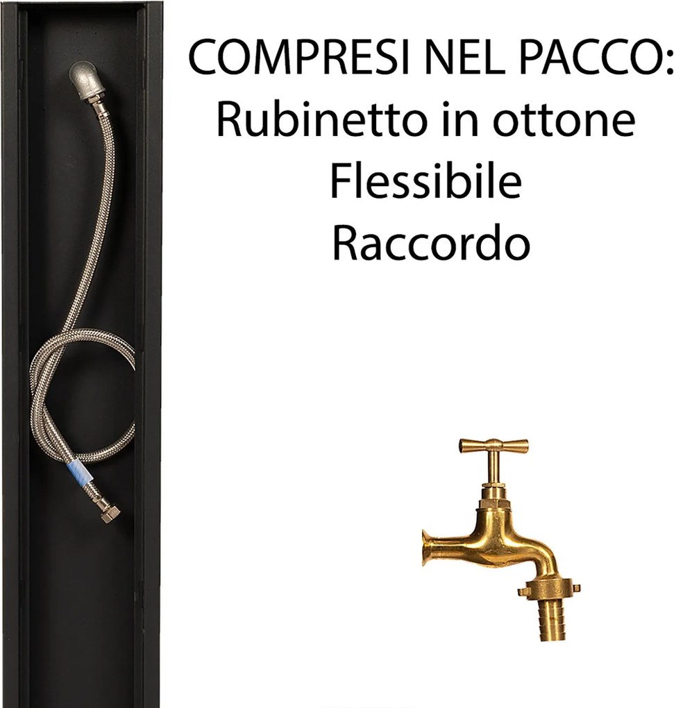 Fontana da Giardino Design a Colonna Ovale Rubinetto in Ottone Senza Base Antracite...