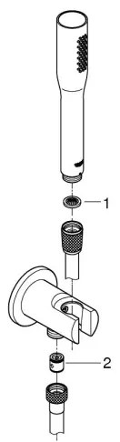 GROHE 26404000 - Doccia a mano STICK con tubo flessibile e supporto, cromato lucido