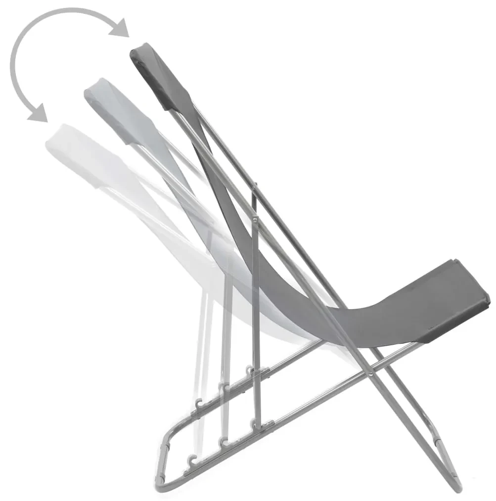 Sedia da spiaggia pieghevole 2 pz acciaio tessuto oxford grigio