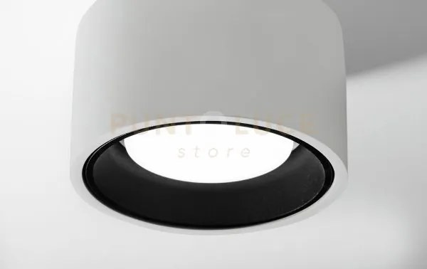 Nasso lampada da soffitto 1 luce tonda in gesso e alluminio nero