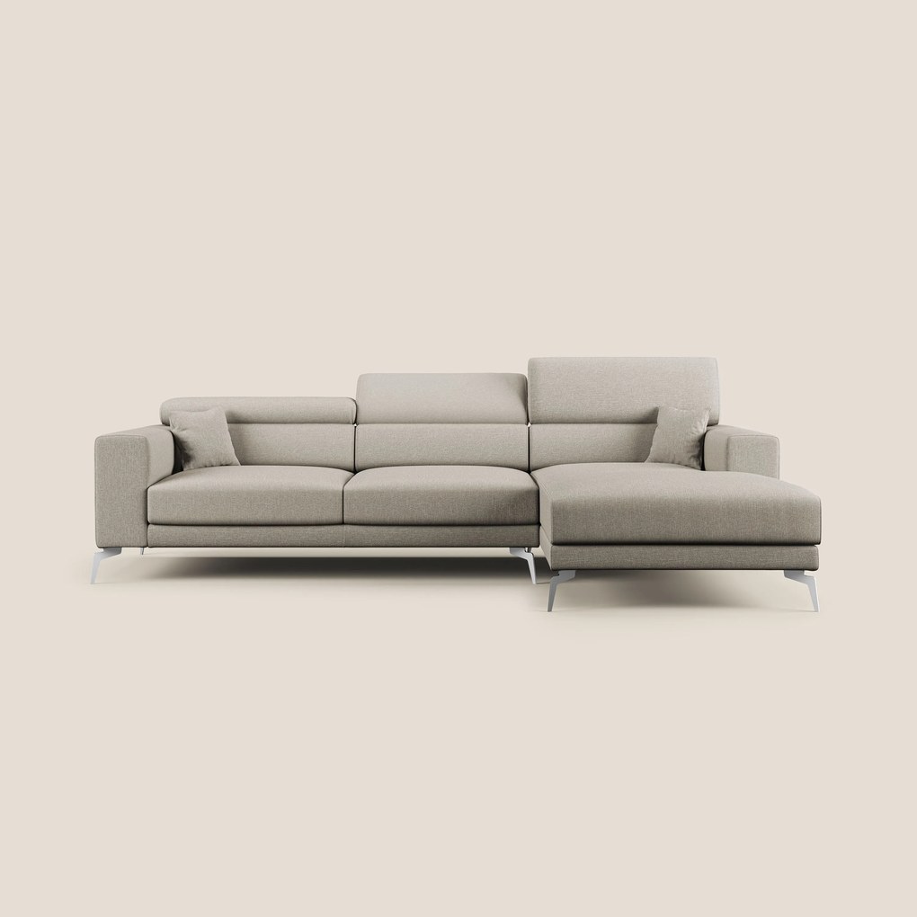Blade Divano moderno angolare con poggiatesta reclinabili in tessuto impermeabile simil-cotone T13