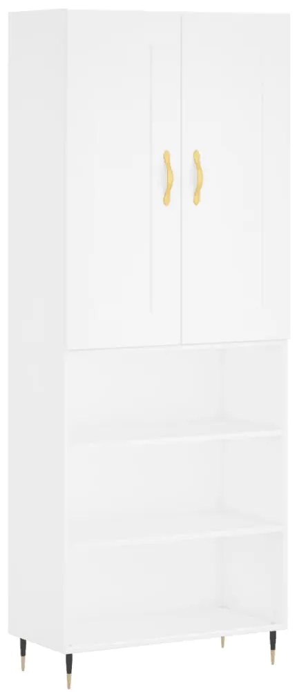 Credenza Bianca 69,5x34x180 cm in Legno Multistrato