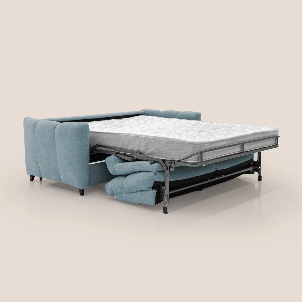 Peonia divano letto scandinavo con materasso H18 cm e morbido e alto schienale in tessuto Bouclé impermeabile T07 carta da zucchero