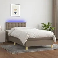 Letto a Molle con Materasso e LED Tortora 80x200 cm in Tessuto 3133993