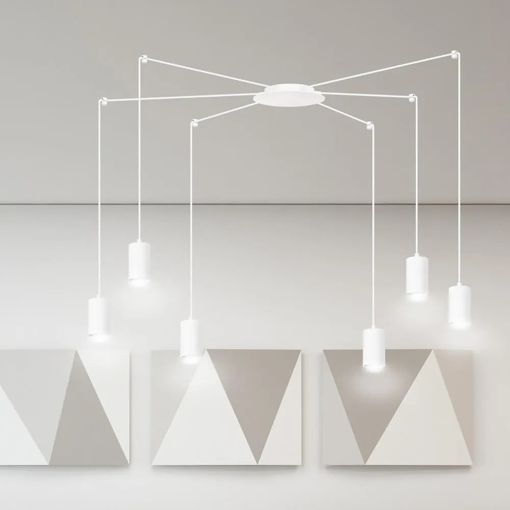 Lampadario a Sospensione in Acciaio TRAKER 6 BLACK e WHITE Colore del corpo Bianco