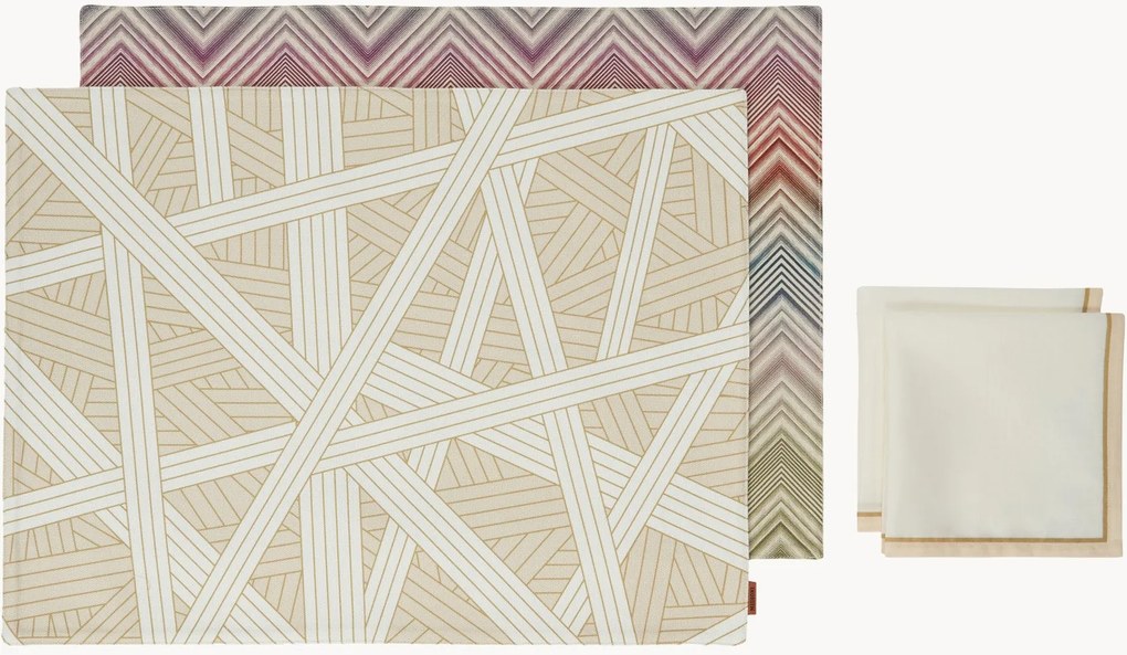 Tovagliette e tovaglioli in cotone Nastri, set da 4