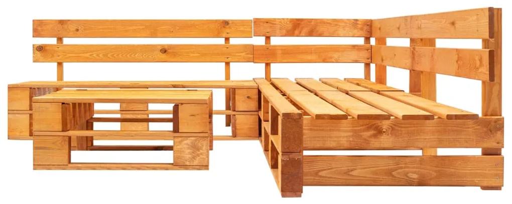 Set divani da giardino su pallet 4 pz marrone miele in legno
