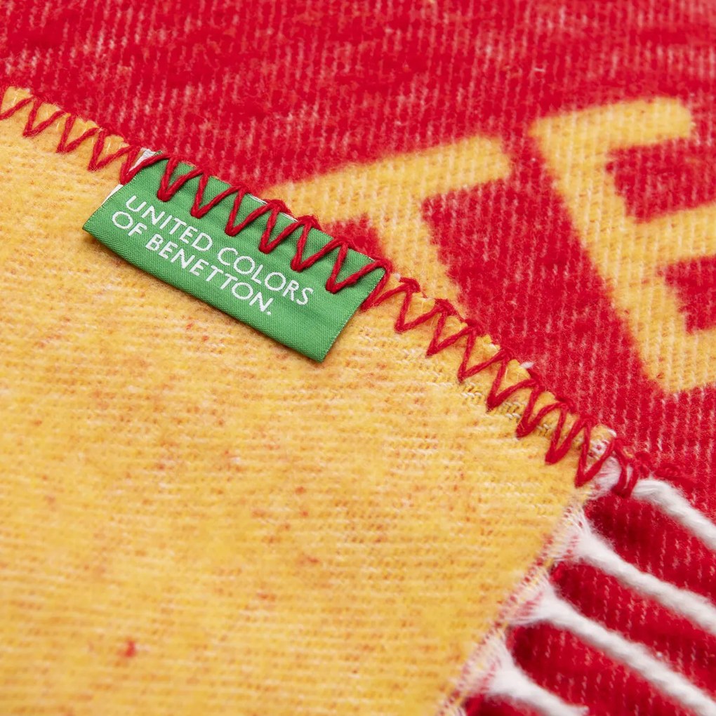 Coperta Benetton LOGO RAINBOW BE Rosso Giallo
