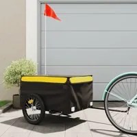 Rimorchio da Bici da Carico Nero e Giallo 45 kg in Ferro 94085