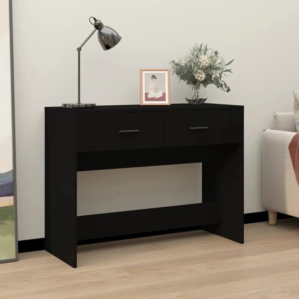 Tavolino consolle nero 100x39x75 cm in legno multistrato