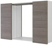 Specchio con mobiletto a due ante Rovere scuro Completo di faretti Led e mensole in vetro Way
