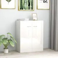 Credenza Bianco Lucido 60x30x75 cm in Truciolato