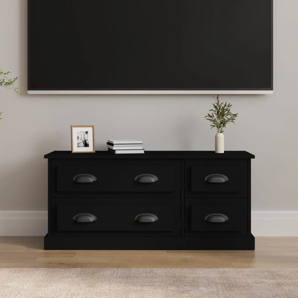 Mobile Porta Tv Nero 100x35,5x45 Cm İn Legno Multistrato /