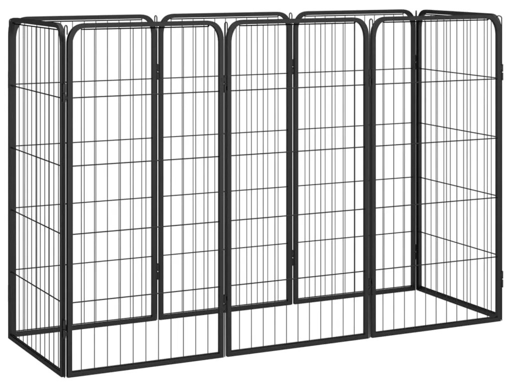 Box Cani 8 Pannelli Nero 50x100 Cm Acciaio Verniciato Polvere /