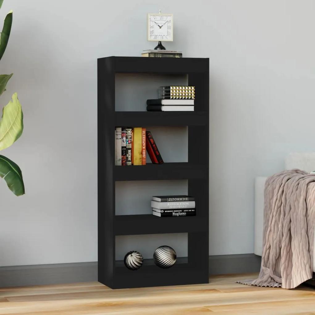 Libreria/divisorio nero 60x30x135 cm in legno multistrato