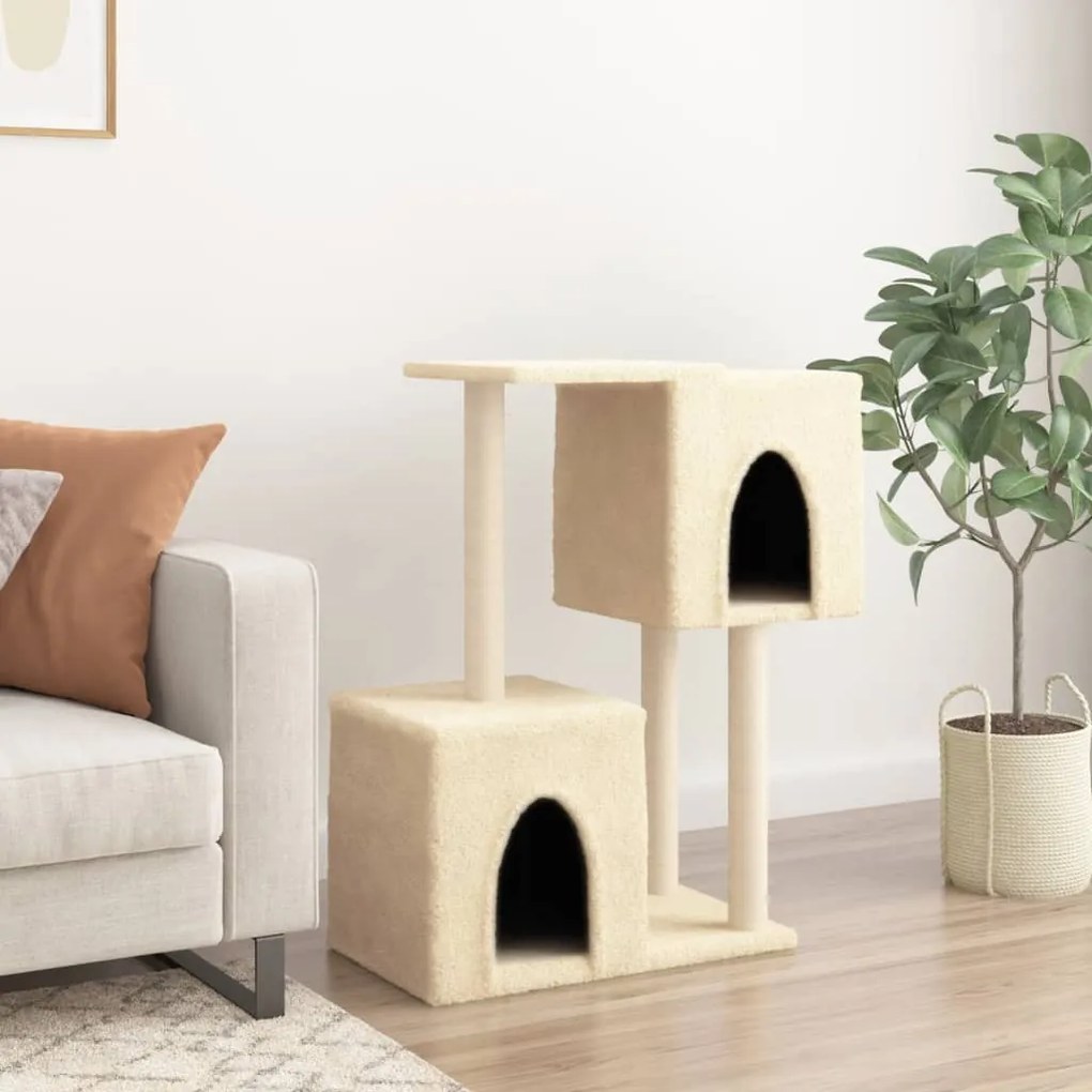 Albero per gatti con tiragraffi in sisal crema 86 cm