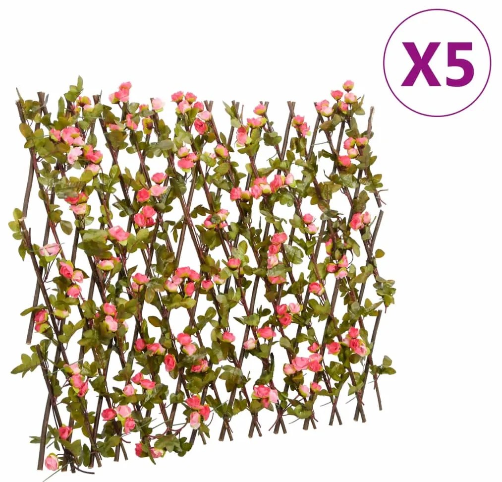 Traliccio Edera Artificiale Espandibile 5pz Rosa Scuro 180x60cm /