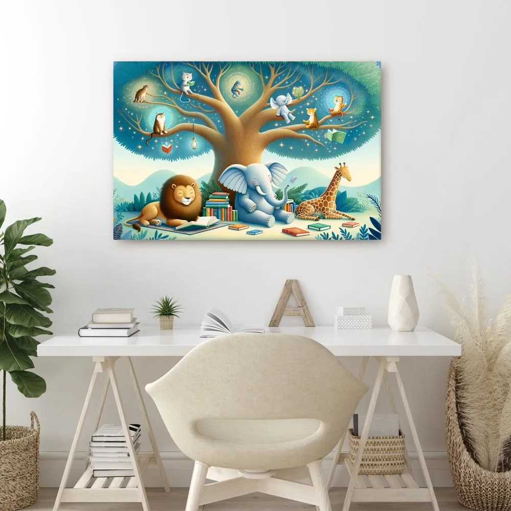 Quadro su tela – Lettura animale sotto l’albero
