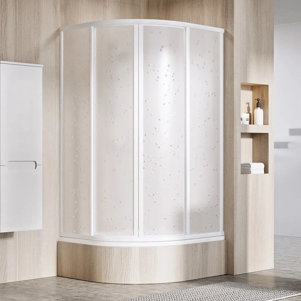 Ravak Supernova box doccia 80x80 cm semicircolare bianco lucida/polistirene 31144V10011