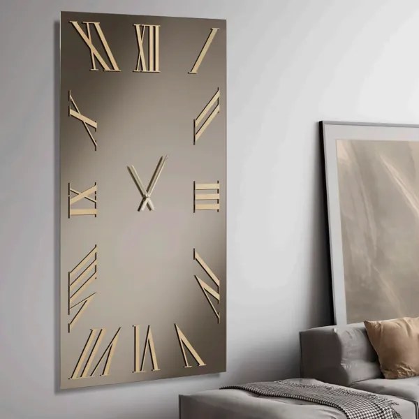 Orologio rettangolare verticale in cristallo Bronzo 80x160 cm - BRANDON